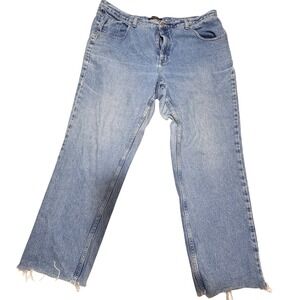 VTG Ashley Stewart Denim Jeans Women 22 Straight Leg Raw Hem Minimalist Indie
